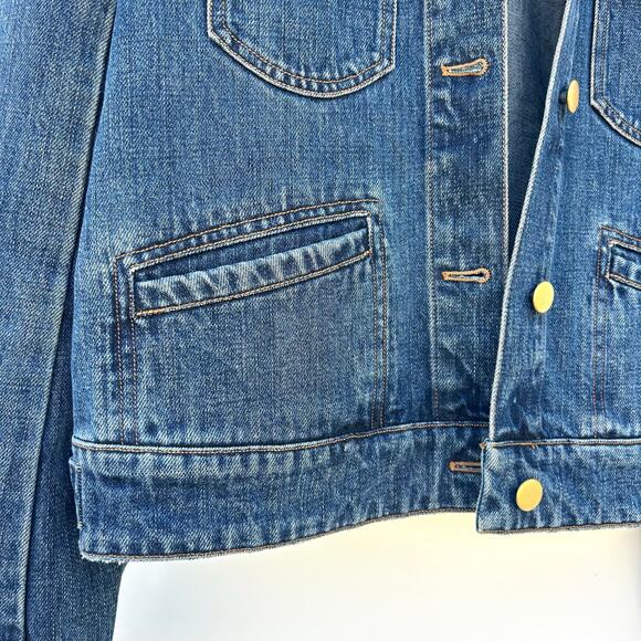 CO Los Angeles Japanese Denim Jean Jacket Y2K Small Puff Shoulder Cropped - Picture 6 of 10